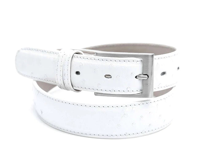 Pure White Ostrich Leather Belt