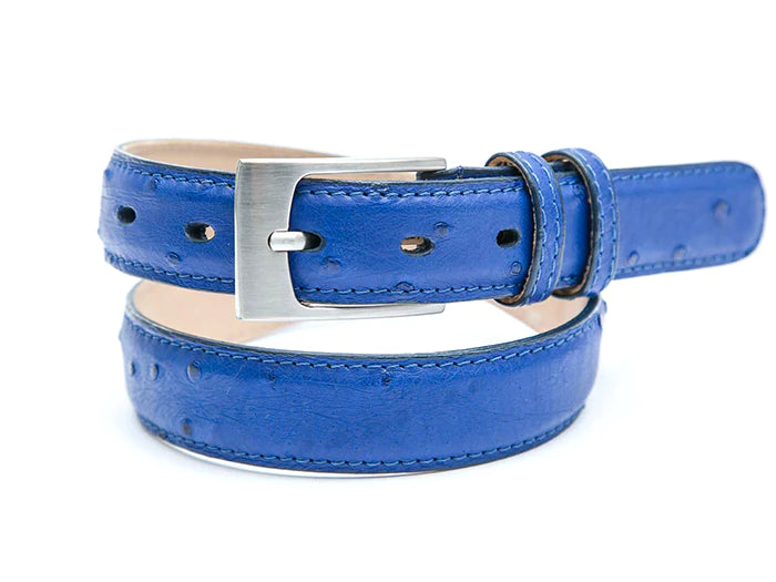 Cornflower Blue Ostrich Leather Belt