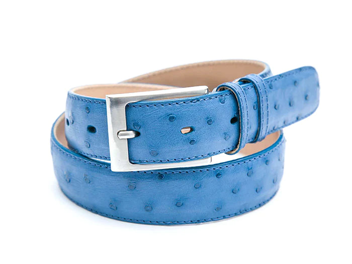 Clematis Blue Ostrich Leather Belt