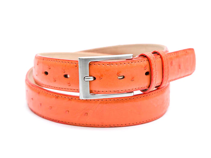 Tangerine Ostrich Leather Belt
