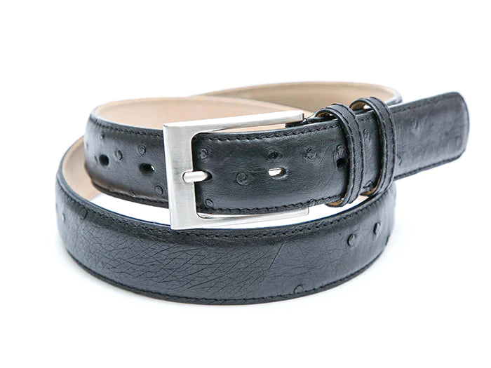 Black Ostrich Leather Belt