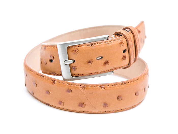 Cognac Ostrich Leather Belt