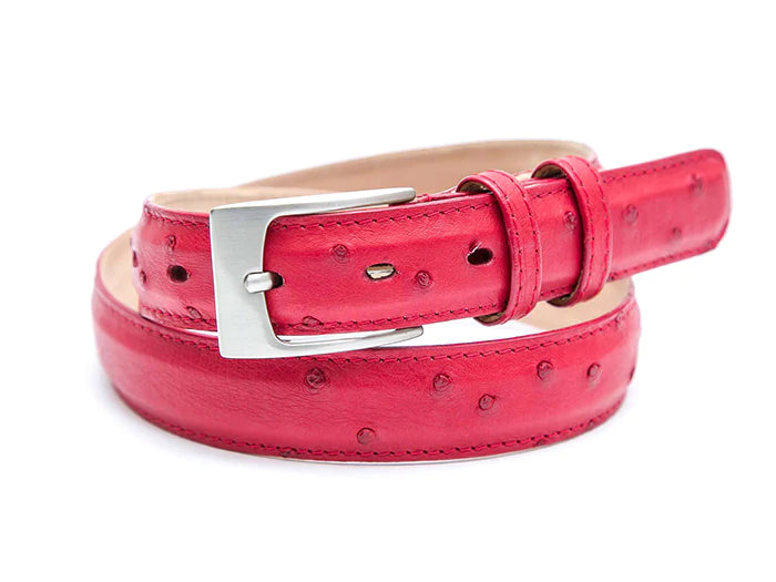 Flame Red Ostrich Leather Belt